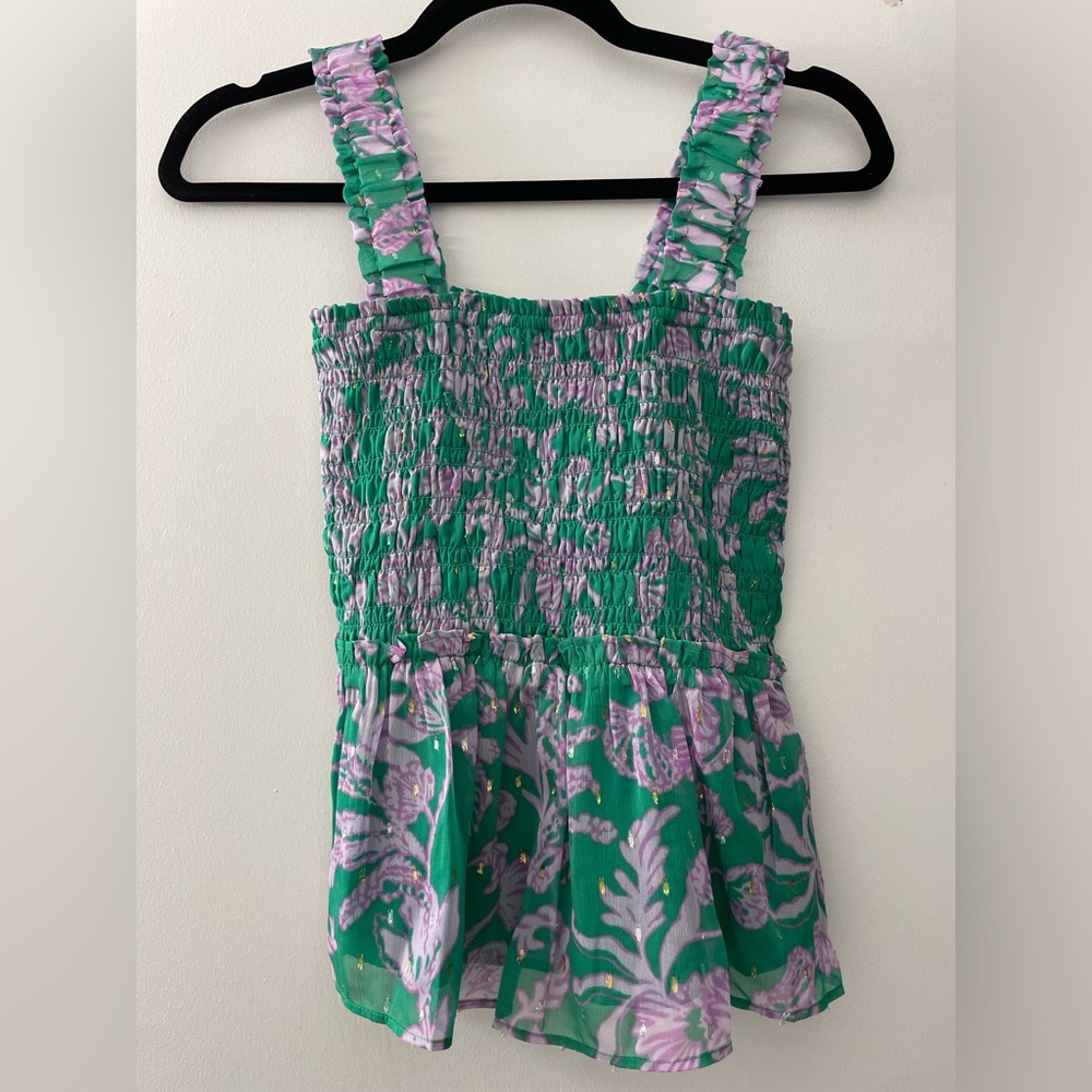 Not For Sale - Lilly Pulitzer Green and Purple Smocked Top